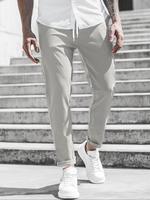 Men's Solid Color Drawstring Waist Pants, Regular Fit Casual Comfy Trousers for Spring & Fall, Men's Casual Fitted Pockets Bo...