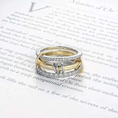 Stainless Steel Micro Pave Clear Cubic Zirconia Stackable Finger Rings