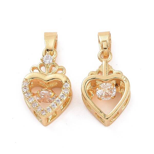 Brass Micro Pave Clear Cubic Zirconia Pendants