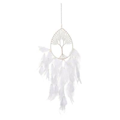 Wire Wrapped Natural Quartz Crystal Chip Teardrop with Tree of Life Wind Chime