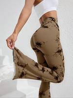 Women's Tie Dye Print High Waist Sports Tummy Control Leggings, High Stretch Seamless Flare Leg Yoga Leggings, Yoga Pants, Wo...
