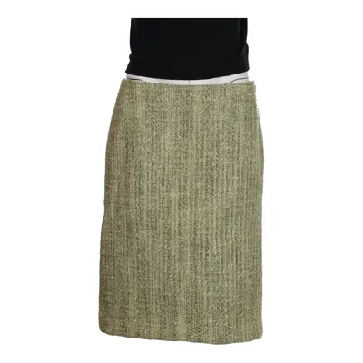 Unbranded Midi Skirt - 32W UK 12 Green Wool Blend