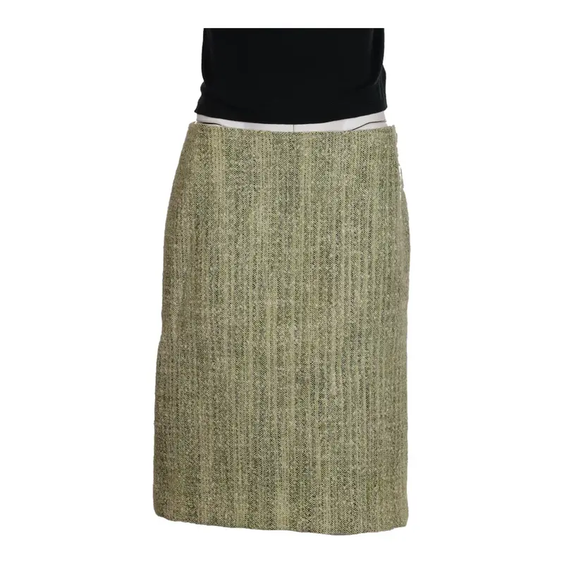 Unbranded Midi Skirt - 32W UK 12 Green Wool Blend