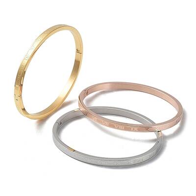 3Pcs 3 Color 304 Stainless Steel Bangles Set