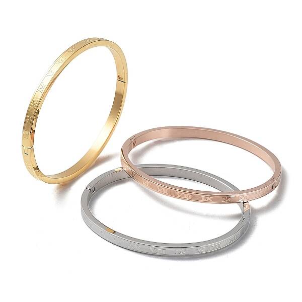 3Pcs 3 Color 304 Stainless Steel Bangles Set