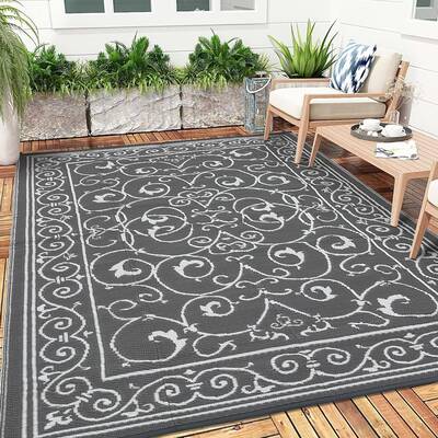 Garvee Outdoor Rug 8x10 Waterproof Reversible Diamond Pattern Plastic Straw Lightweight Foldable with Carry Bag for Patio Por...