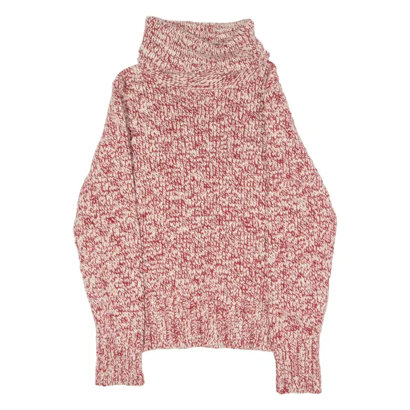 TIMBERLAND Womens Jumper Red Roll Neck Chunky Knit Wool S