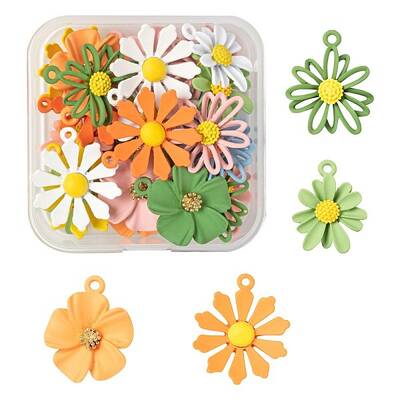24Pcs 4 Style Spray Painted Alloy Pendants