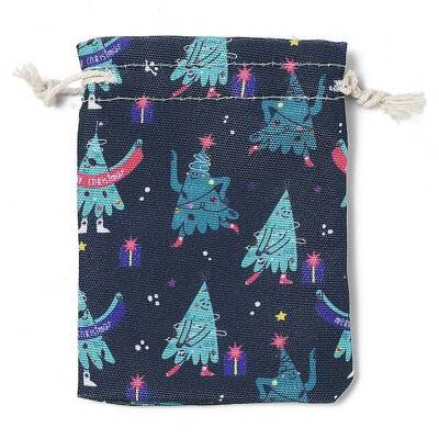 Christmas Theme Cloth Printed Storage Bags