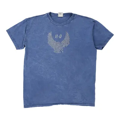 Harley Davidson Graphic T-Shirt - XL Blue Cotton