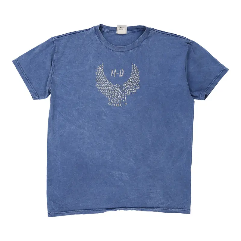 Harley Davidson Graphic T-Shirt - XL Blue Cotton