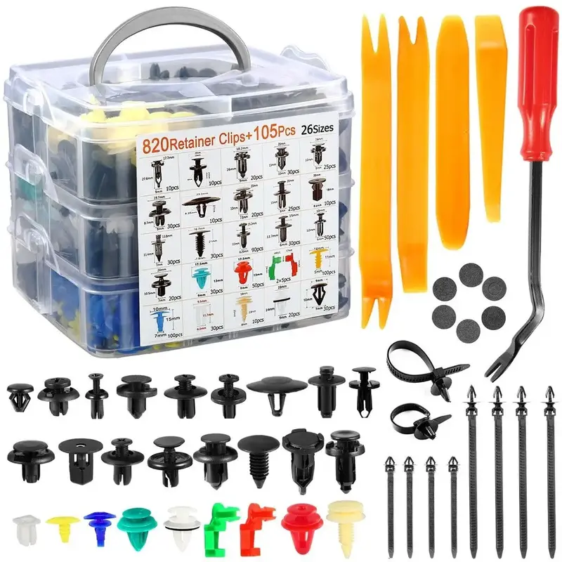 925 PCS of Car Fixing Clips and Fasteners,with 10 Ties and Fastener Removal Tool tools