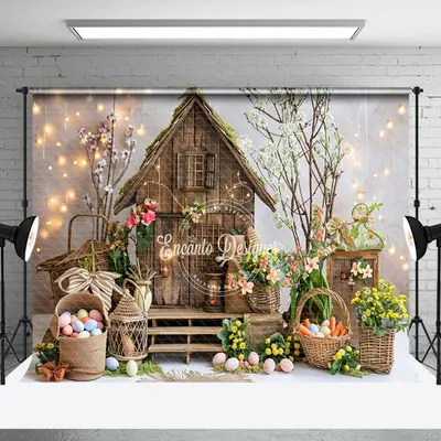Wooden House Eggs Easter Backdrop For Photography - Aperturee