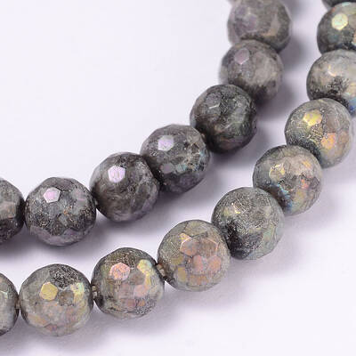 Electroplate Natural Labradorite Round Bead Strands