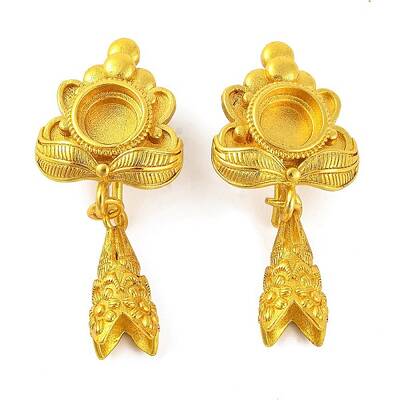 Flower Brass Earring Hooks with Round Tray