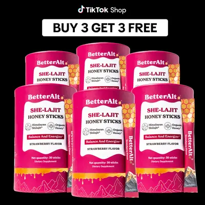B3G3 Women Multi-Mineral Honey Sticks | BetterAlt SHE-Lajit Strawberry Flavor | Shilajit, Shatavari & Saffron | Hormonal Bala...