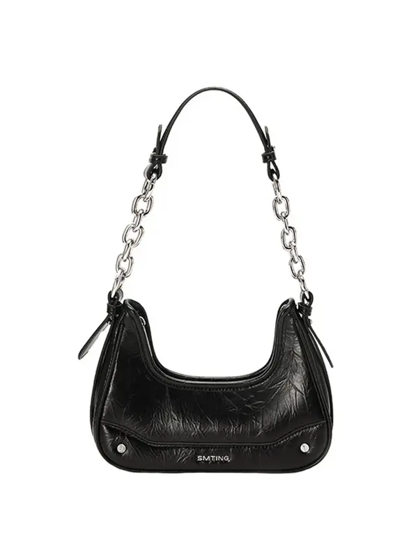 Smting zippered chain baguette bag