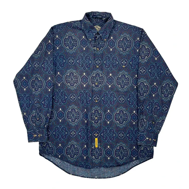B.D. Baggies Patterned Shirt - Medium Blue Cotton