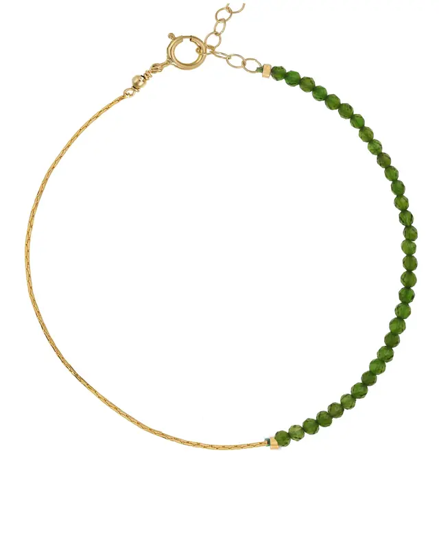 Ardella Gemstone Bracelet | Metal Color: Gold | Gemstone: Emerald | Length: Adjustable 7 - 8 inches