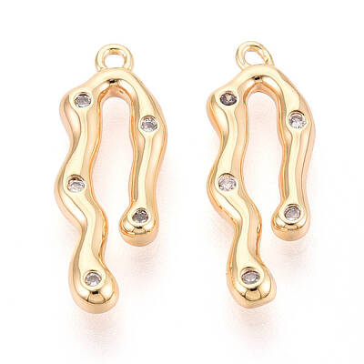 Brass Micro Pave Clear Cubic Zirconia Pendants