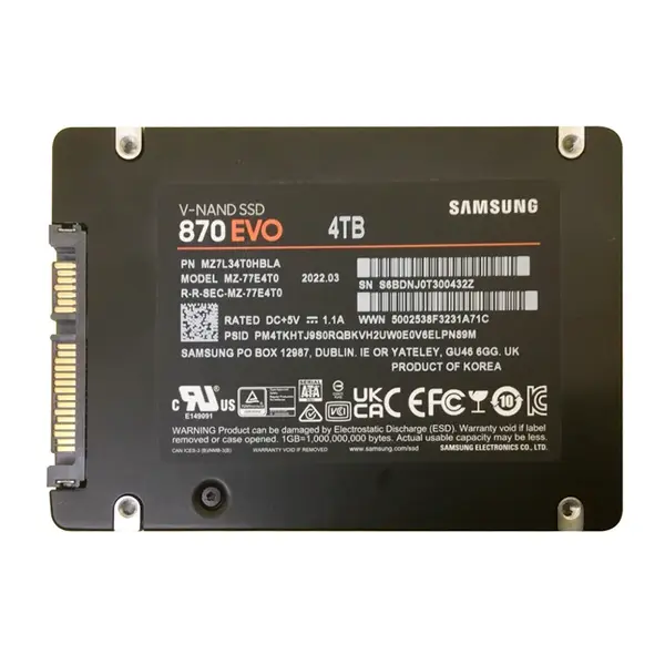 MZ-75E4T0 Samsung 850 EVO Series 4TB 2.5-inch 6GB/s SATA 4GB Cache V-NAND 3bit MLC Solid State Drive