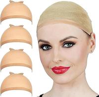 2 Pieces Skin-like Wig Caps Invisible and Sheer Breathable Light Brown Stocking Wig Caps Ultra-thin Stretchy Stocking Caps To...