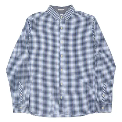 TOMMY HILFIGER Mens Shirt Blue Check Long Sleeve M