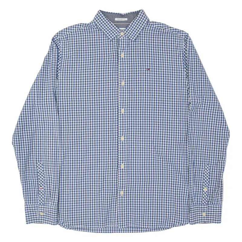 TOMMY HILFIGER Mens Shirt Blue Check Long Sleeve M