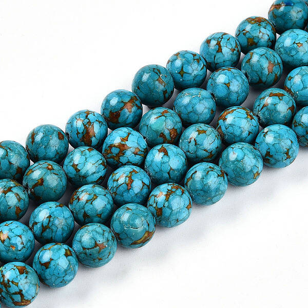 Dyed Synthetic Turquoise Round Beads Strands