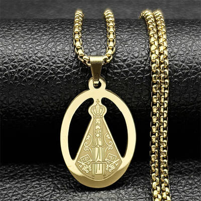 304 Stainless Steel Nossa Senhora Aparecida Virgin Mary Pendant Necklaces for Women
