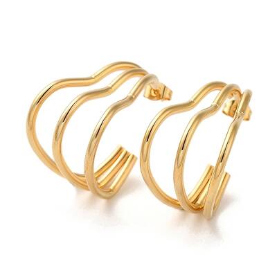 Ion Plating(IP) 304 Stainless Steel Heart Stud Earrings