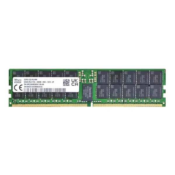 Hynix HMCG94MEBRA112N | 64GB DDR5-4800MHz PC5-38400 ECC Registered RDIMM CL40 2Rx4 1.1V 288-Pin Memory Module