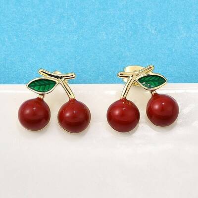 Brass Enamel Stud Earrings