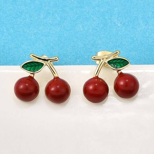Brass Enamel Stud Earrings