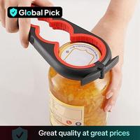 Durable 4 in 1 Utility Can Food Opener, 1 Count Manual Jar Opener for Elderly, Arthritis Hand and Any Strength Low People, Ki...