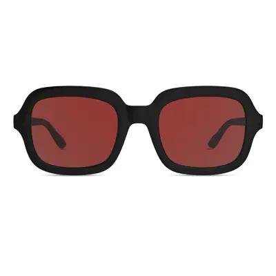 Montenegro Squares Sunglasses in Black with Red Lens