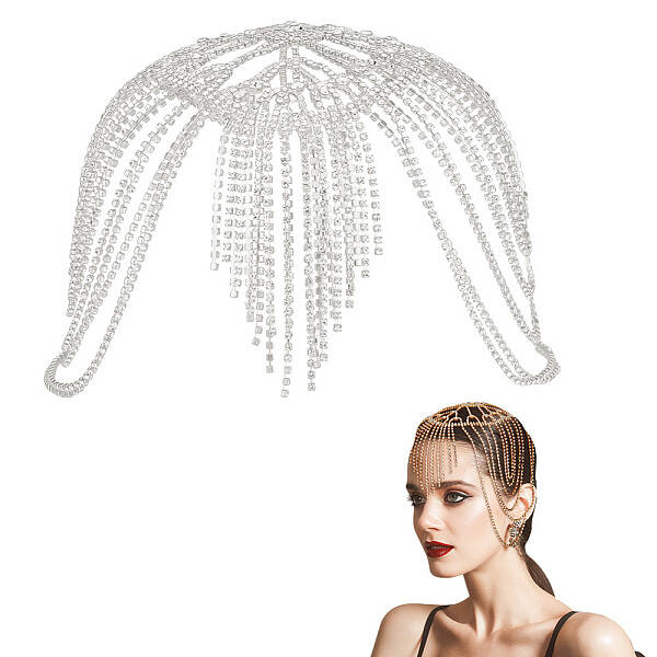 Rhinestone Mesh Headpiece Cap