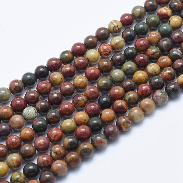 Natural Polychrome Jasper/Picasso Stone/Picasso Jasper Beads Strands