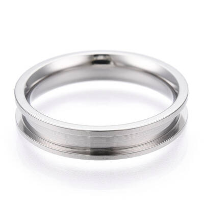 201 Stainless Steel Grooved Finger Ring Settings
