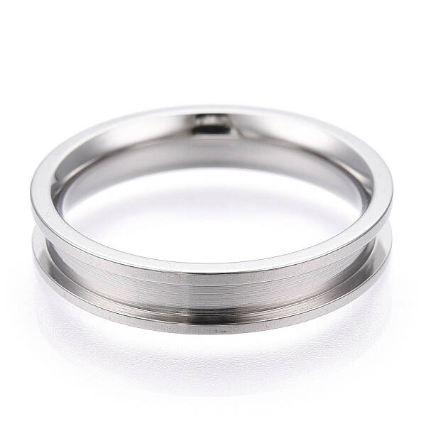 201 Stainless Steel Grooved Finger Ring Settings