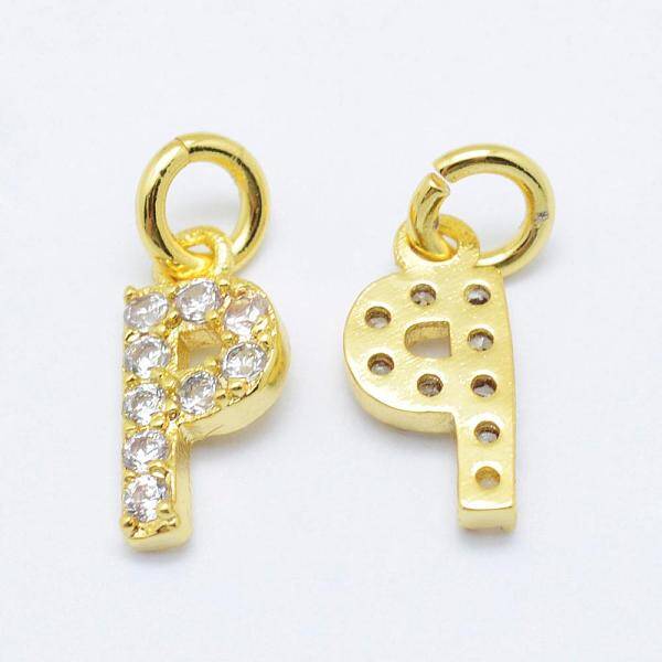 Brass Micro Pave Grade AAA Cubic Zirconia Charms