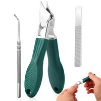 3-Piece Green Eagle Beak Nail Clipper Set – Thick Nail Clipper, Ingrown Toenail Lifter & Nail File | Heavy-Duty Pedicure Ki...
