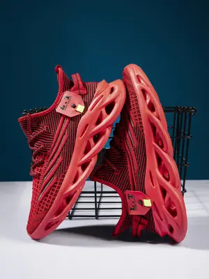 Men's Fashionable Letter Print Lace Up Blade Sole Low Top Sneakers, Casual Breathable Comfortable Sports Running Shoes, Male ...