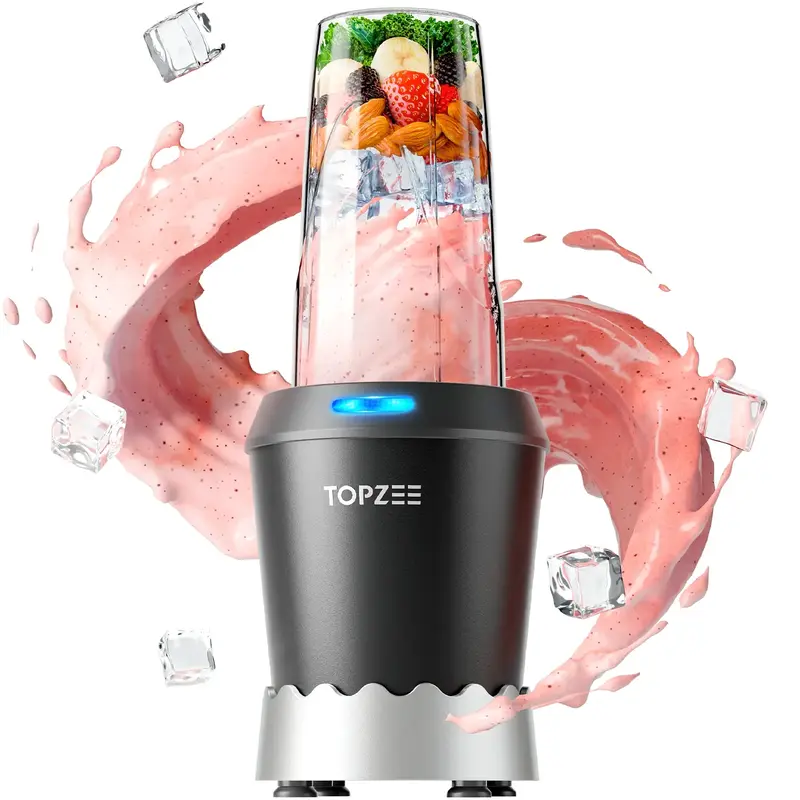 Topzee 1000W Blender, Bullet Blender for Smoothies, Dishwasher Safe with 24oz Easy Go Cups, Max 1200W vegetable blender