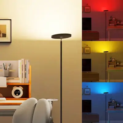 FULSUNT RGB Torchiere Floor Lamps for Living Room - LED Standing Lamp with Remote floor lamps, black  neon light, sunset lamp...