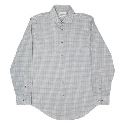 CALVIN KLEIN Slim Fit Mens Shirt Black Check Long Sleeve M