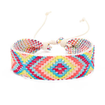 Cotton Braided Rhombus Cord Bracelet with Wax Ropes