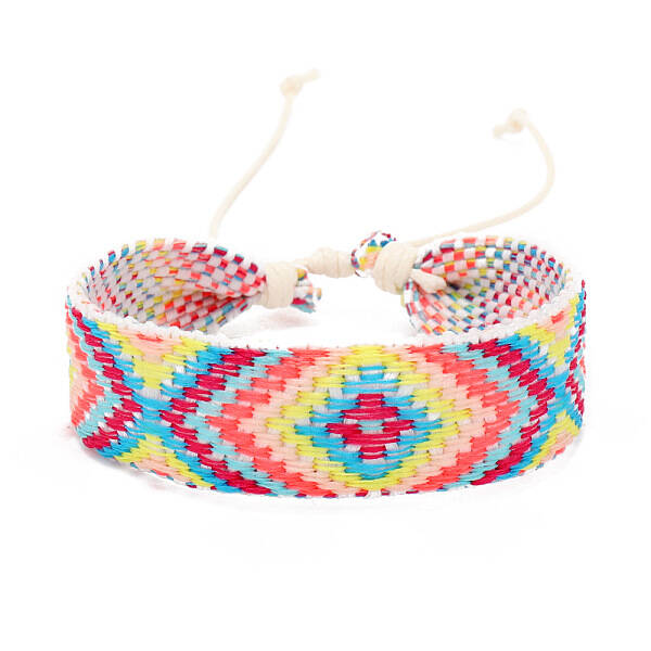 Cotton Braided Rhombus Cord Bracelet with Wax Ropes