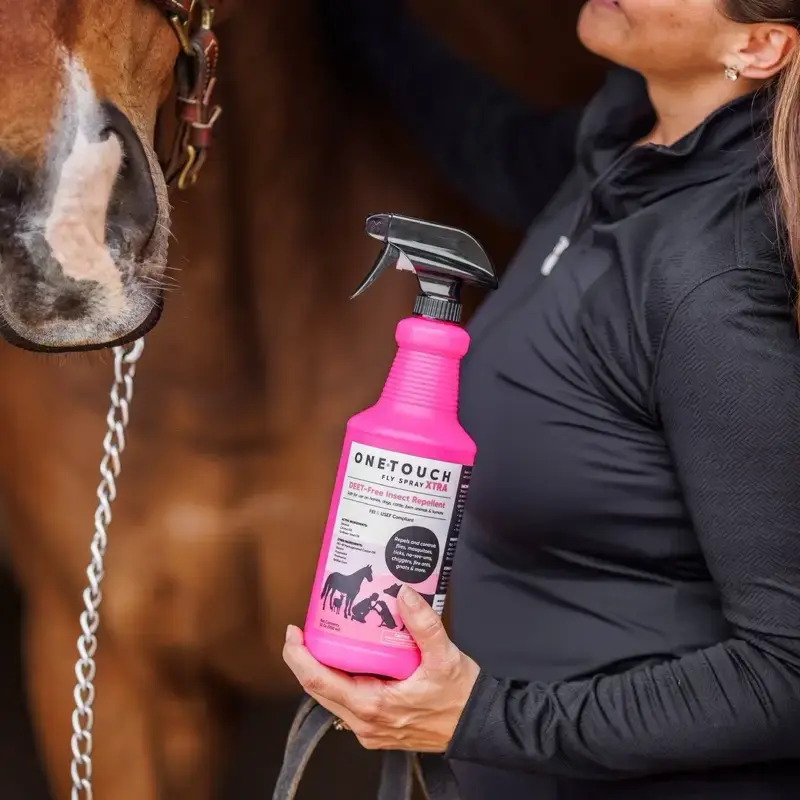 One•Touch Fly Spray 32oz Deet-Free Insect Repellent for Horses, Dogs, Cattle, Farm Animals & Humans, Paraben Free, FEI & US...