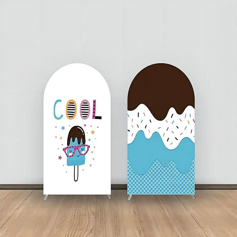 Aperturee White Blue Cool Ice Cream Double Sided Arch Backdrop | Diy Round Arch Backdrop | Custom Chiara Arched Covers | Chia...